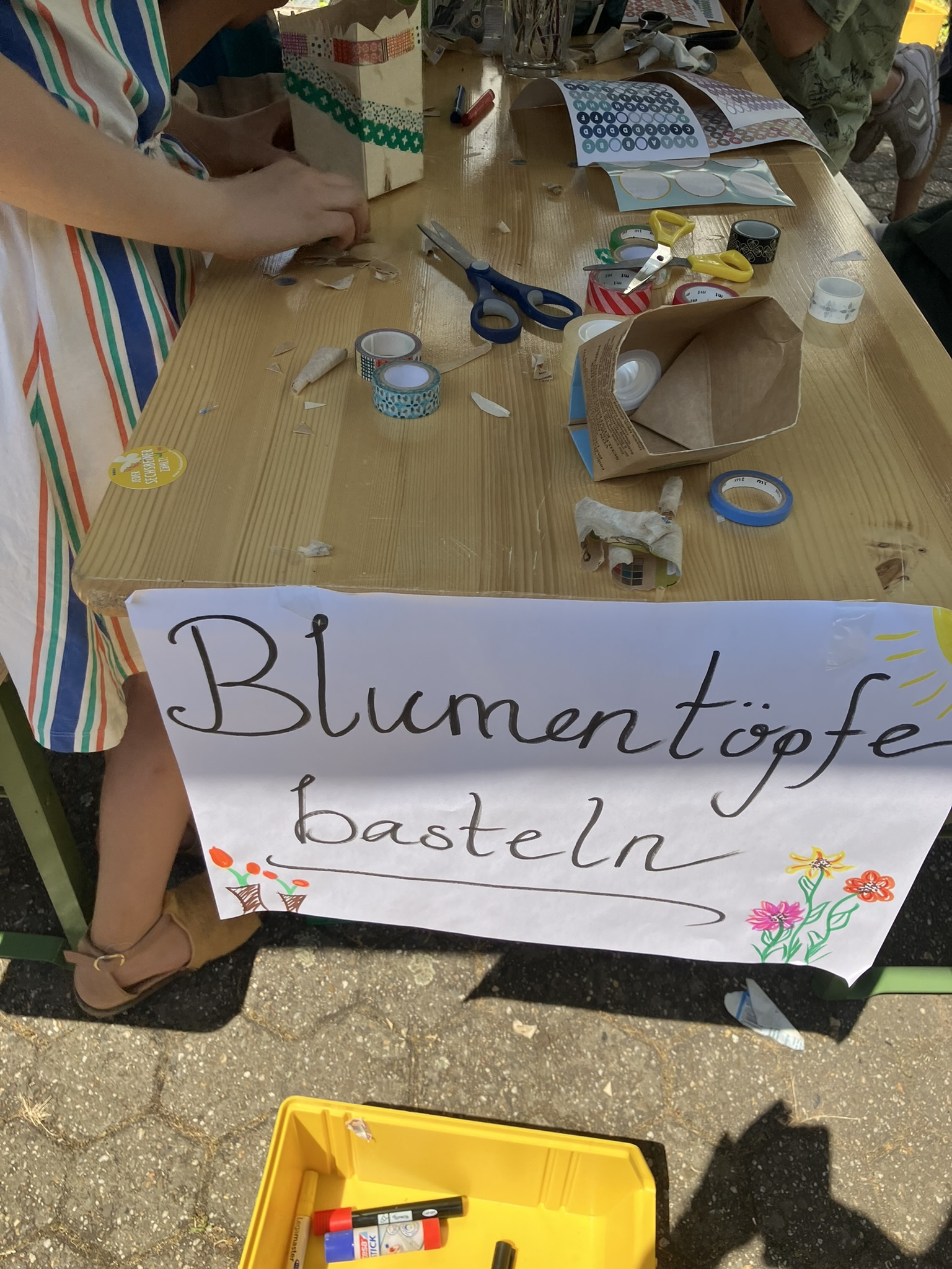 Blumentopf-Station beim BNE-Aktionstag im Kölner ZfL-Garten