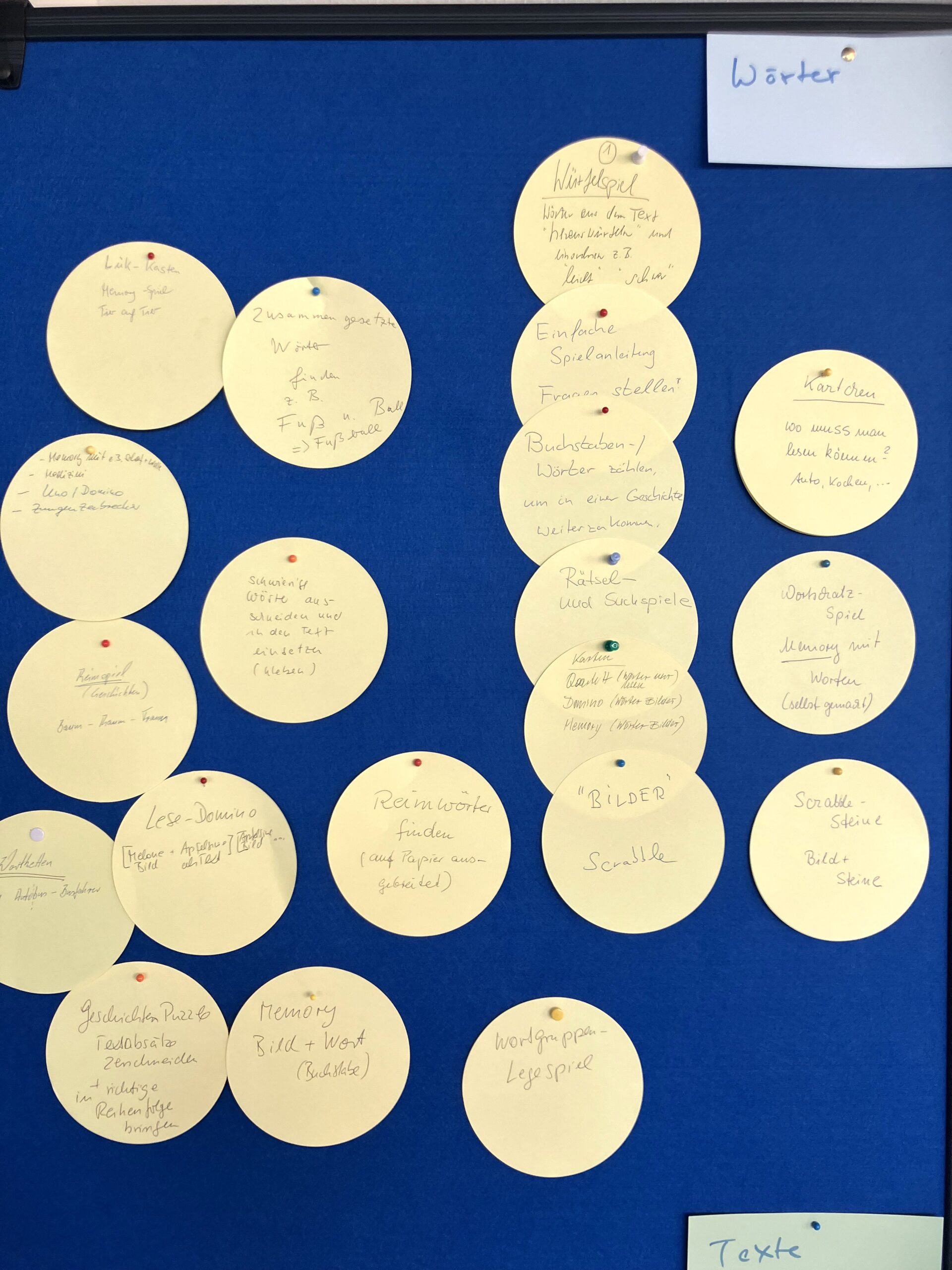 Ideensammlung beim VHS-Lesementoring-Workshop