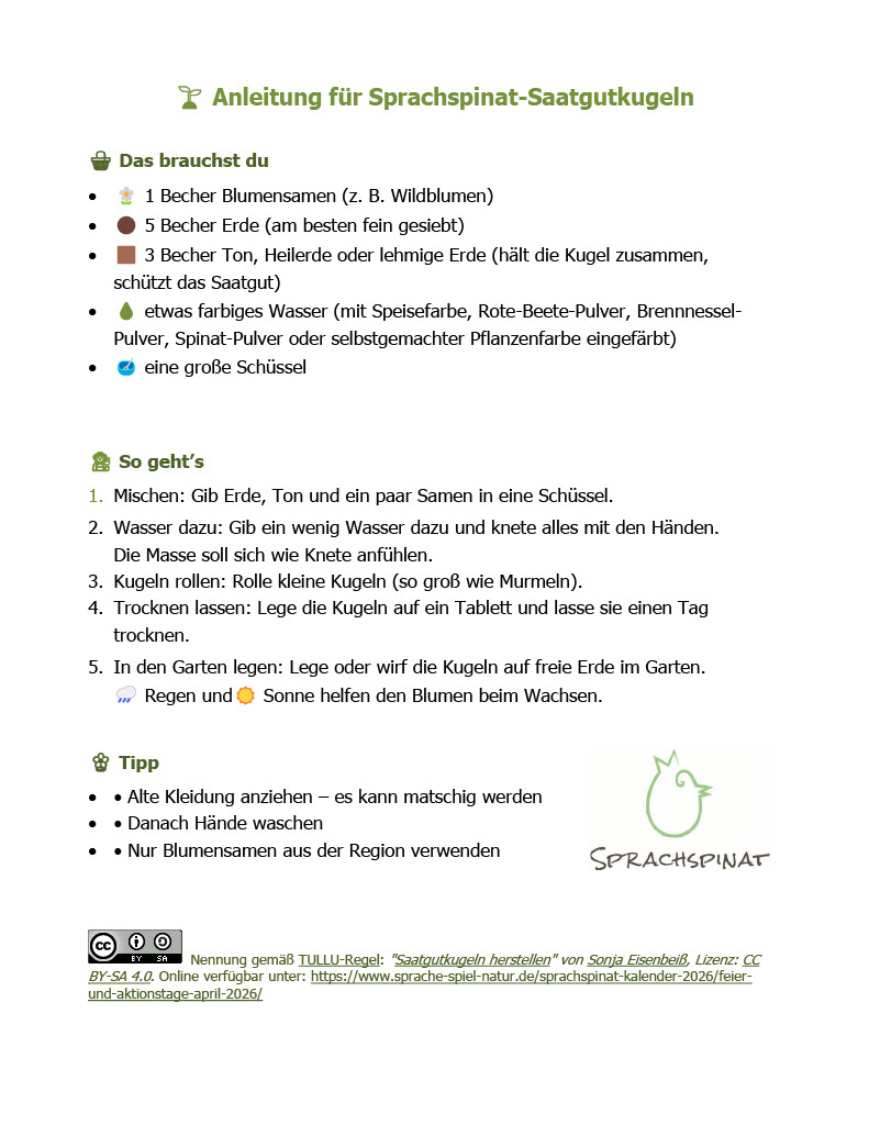 Anleitung für Sprachspinat-Saatgut-Kugeln
